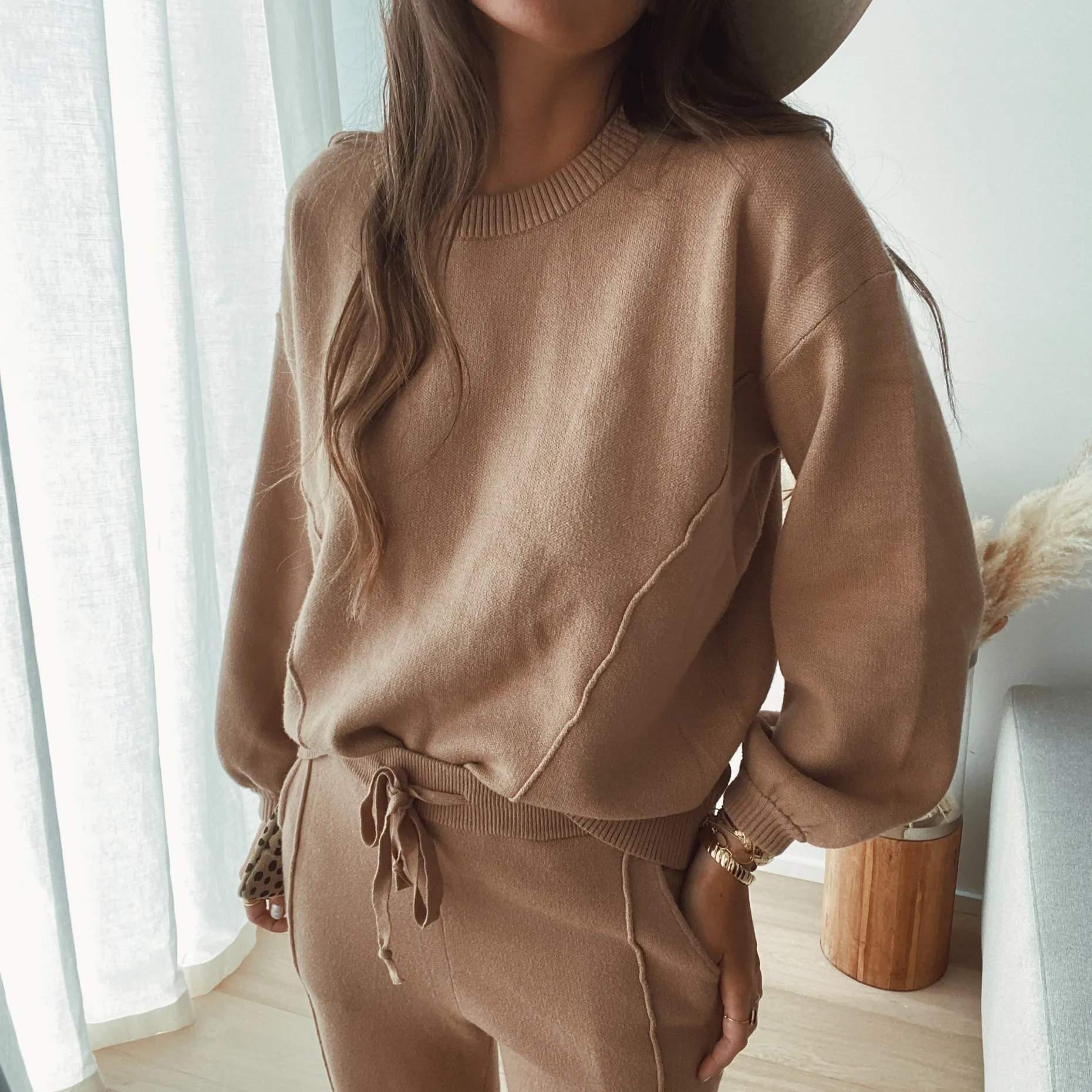 Cheap Pantalon Beni - camel (Ensemble 1 sur 2)Easy Clothes Femme Pantalons