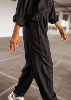 Clearance Pantalon Chandler noir | Pantalon large satiné | Prêt-à-porter en ligne | Easy Clothes Femme Pantalons