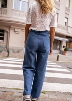 Best Pantalon Delphine - Bleu Jeans - Taille Haute - Coupe DroiteEasy Clothes Femme Pantalons