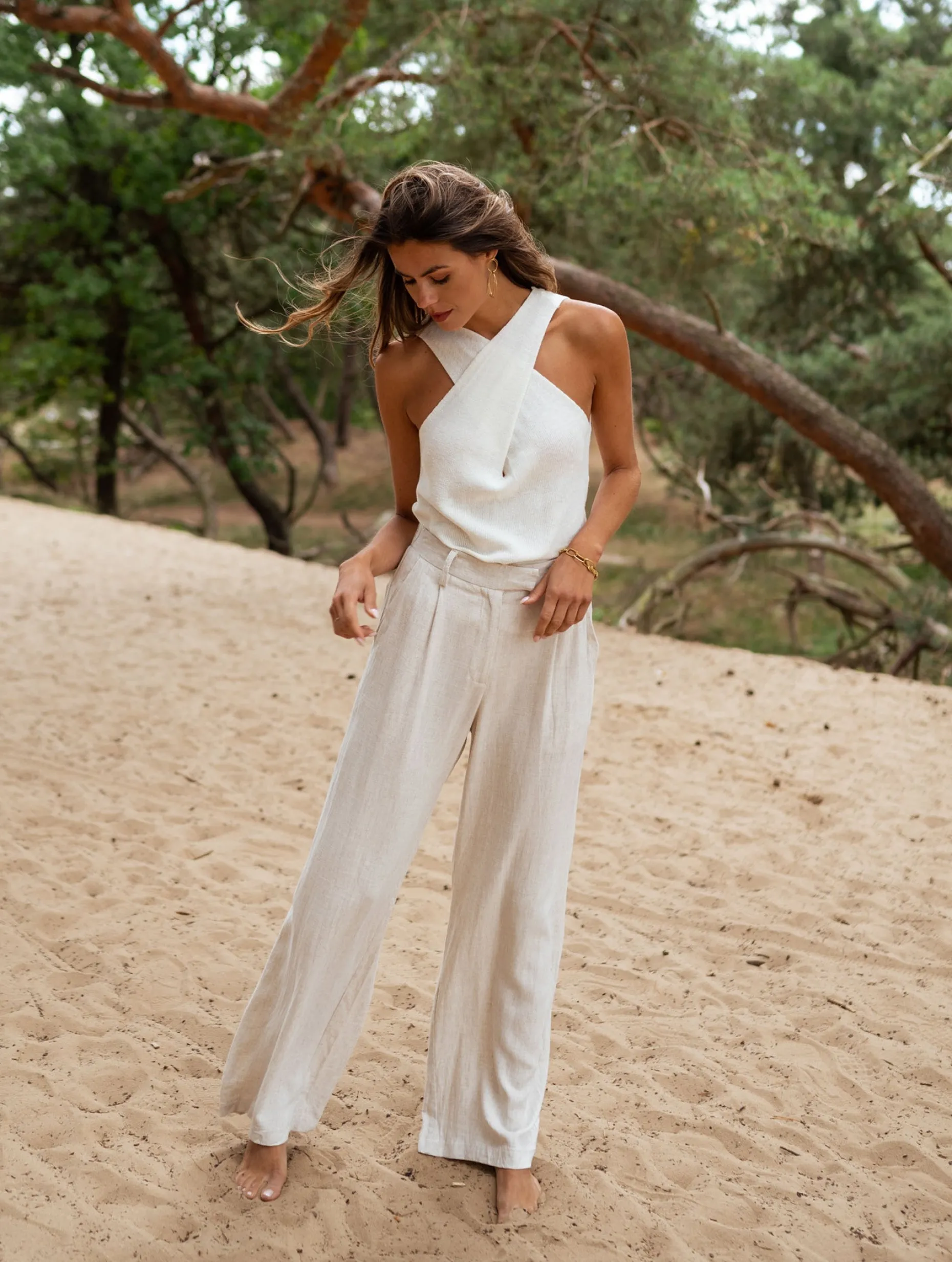 Outlet Pantalon Joey - en lin beigeEasy Clothes Femme Pantalons