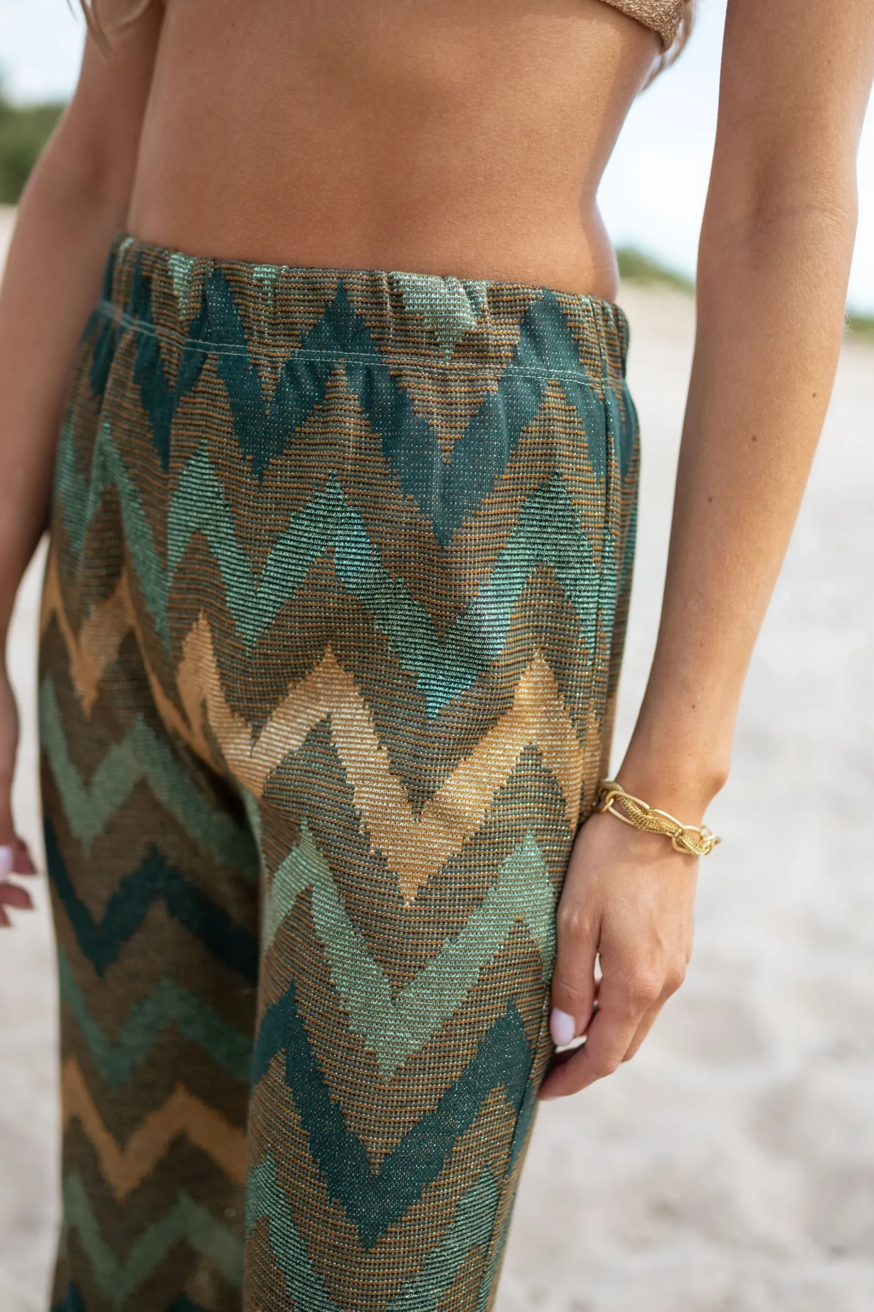 Sale Pantalon Lody - kaki à paillettesEasy Clothes Femme Pantalons