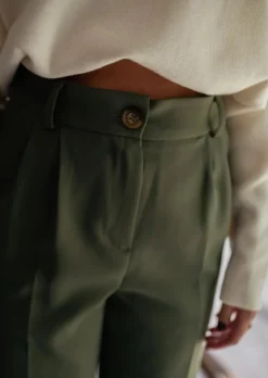 Fashion Pantalon Lowen - Kaki - Taille Haute - Made In FranceEasy Clothes Femme Pantalons