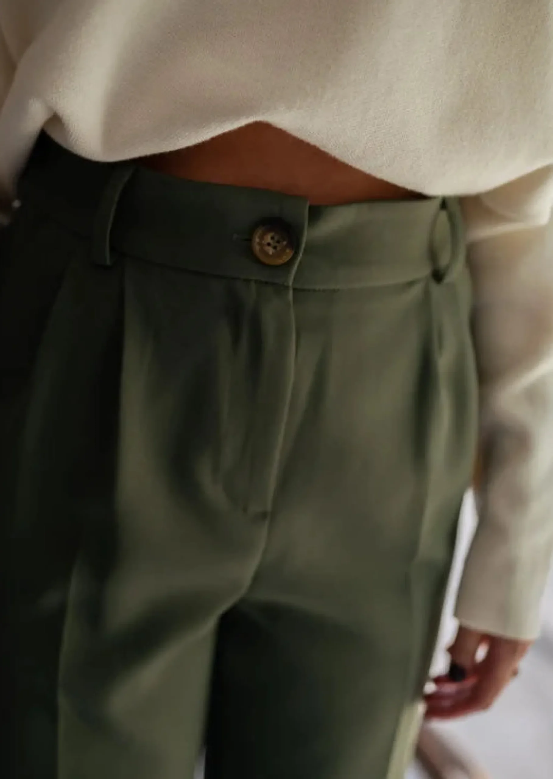 Fashion Pantalon Lowen - Kaki - Taille Haute - Made In FranceEasy Clothes Femme Pantalons