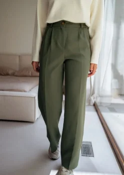 Fashion Pantalon Lowen - Kaki - Taille Haute - Made In FranceEasy Clothes Femme Pantalons