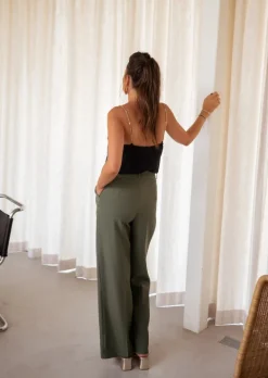 Fashion Pantalon Lowen - Kaki - Taille Haute - Made In FranceEasy Clothes Femme Pantalons