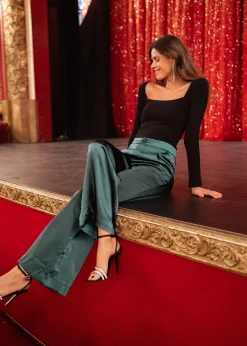 New Pantalon Marcel - vert en satinEasy Clothes Femme Pantalons