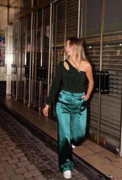 New Pantalon Marcel - vert en satinEasy Clothes Femme Pantalons