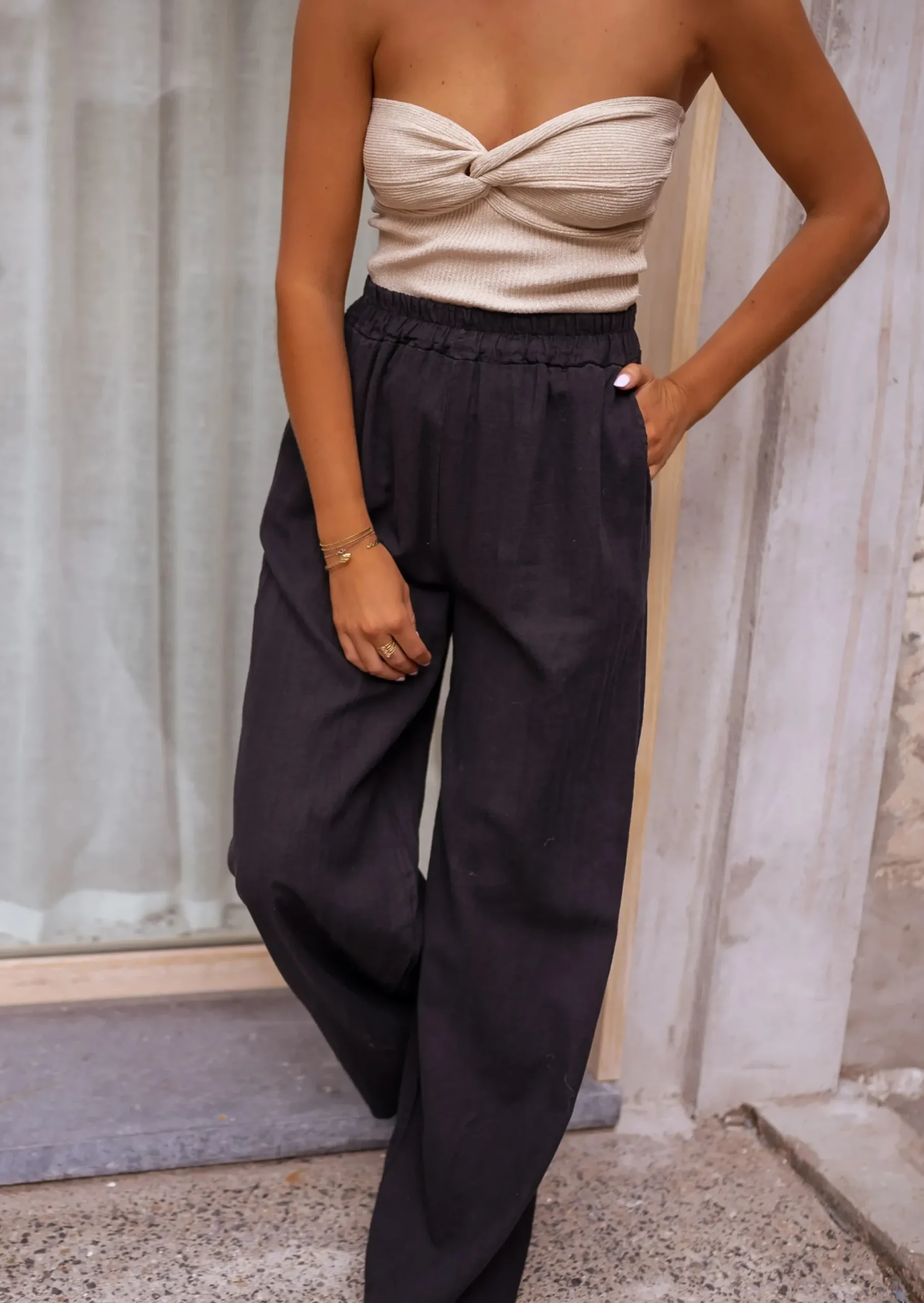 Store Pantalon Noir - Tim - En Lin - Long & Fluide - Vêtements FemmeEasy Clothes Femme Pantalons