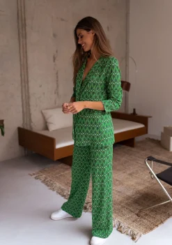 Discount Pantalon Peter - vert à motifsEasy Clothes Femme Pantalons