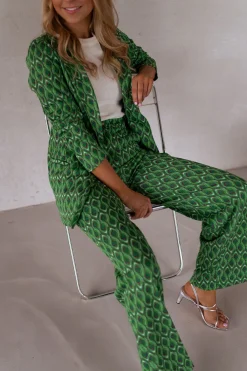 Discount Pantalon Peter - vert à motifsEasy Clothes Femme Pantalons