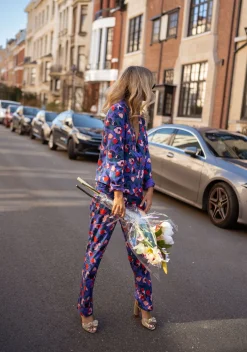 Flash Sale Pantalon Roxane - mauve à motifsEasy Clothes Femme Pantalons