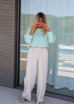Cheap Pantalon Shiva beige en gaze de coton | Pantalon ample en coton | Prêt-à-porter en ligne | Easy Clothes Femme Pantalons