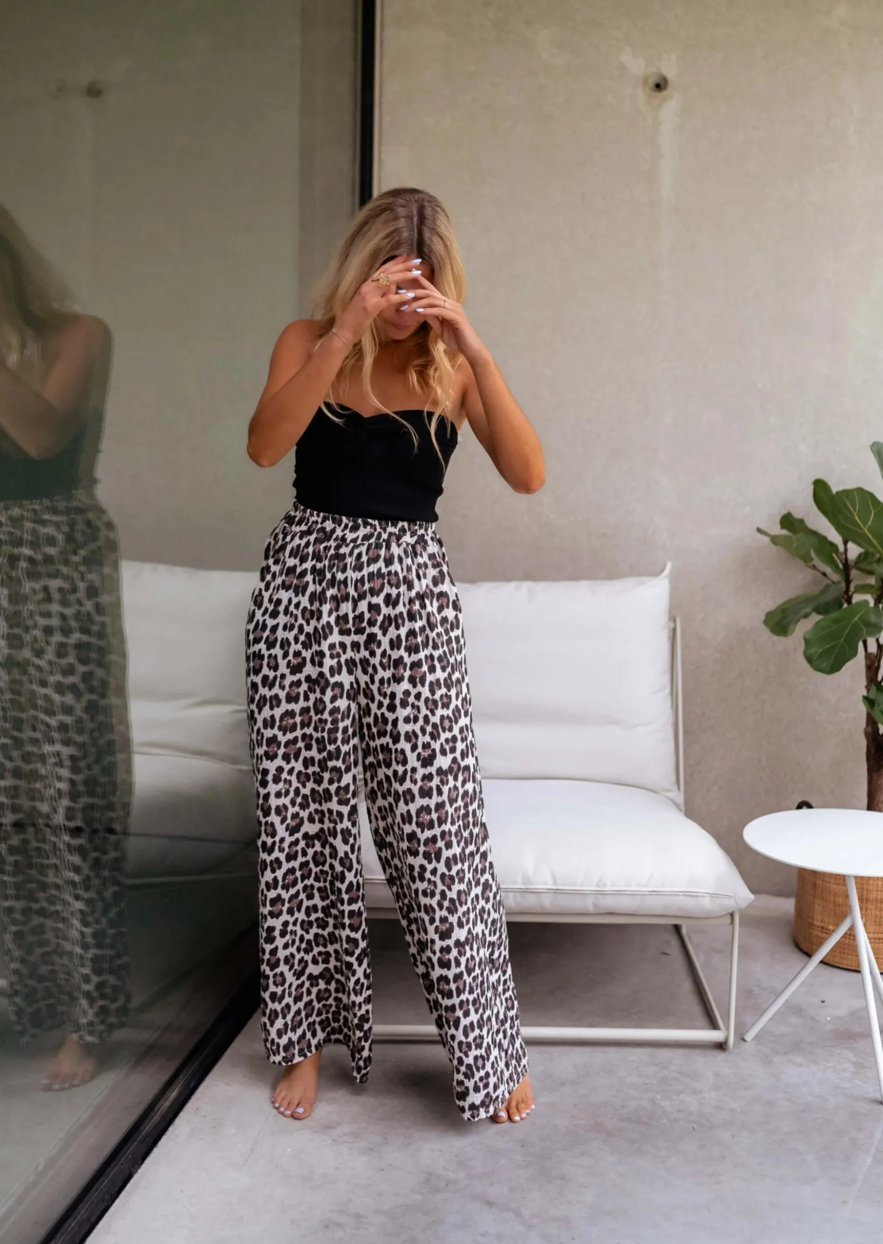 Flash Sale Pantalon Shiva léopard en gaze de coton | Pantalon fluide à motifs | Prêt-à-porter en ligne | Easy Clothes Femme Pantalons