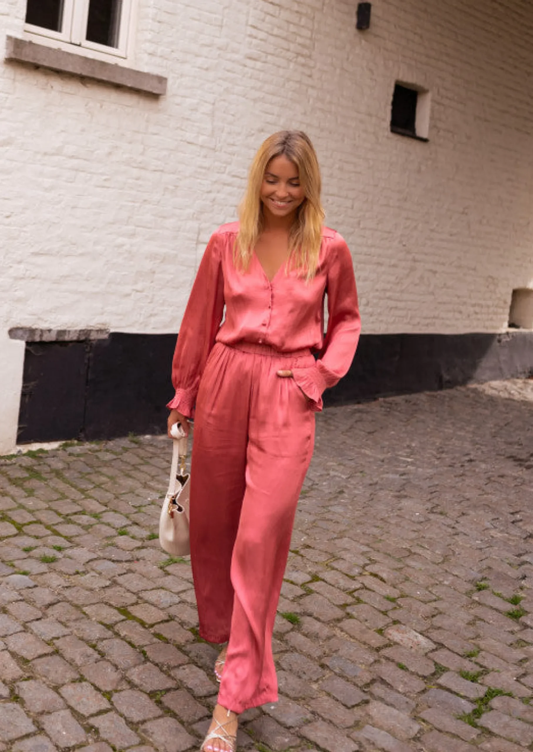 Discount Pantalon Tristan - Vieux Rose - Fluide - Effet SoieEasy Clothes Femme Pantalons