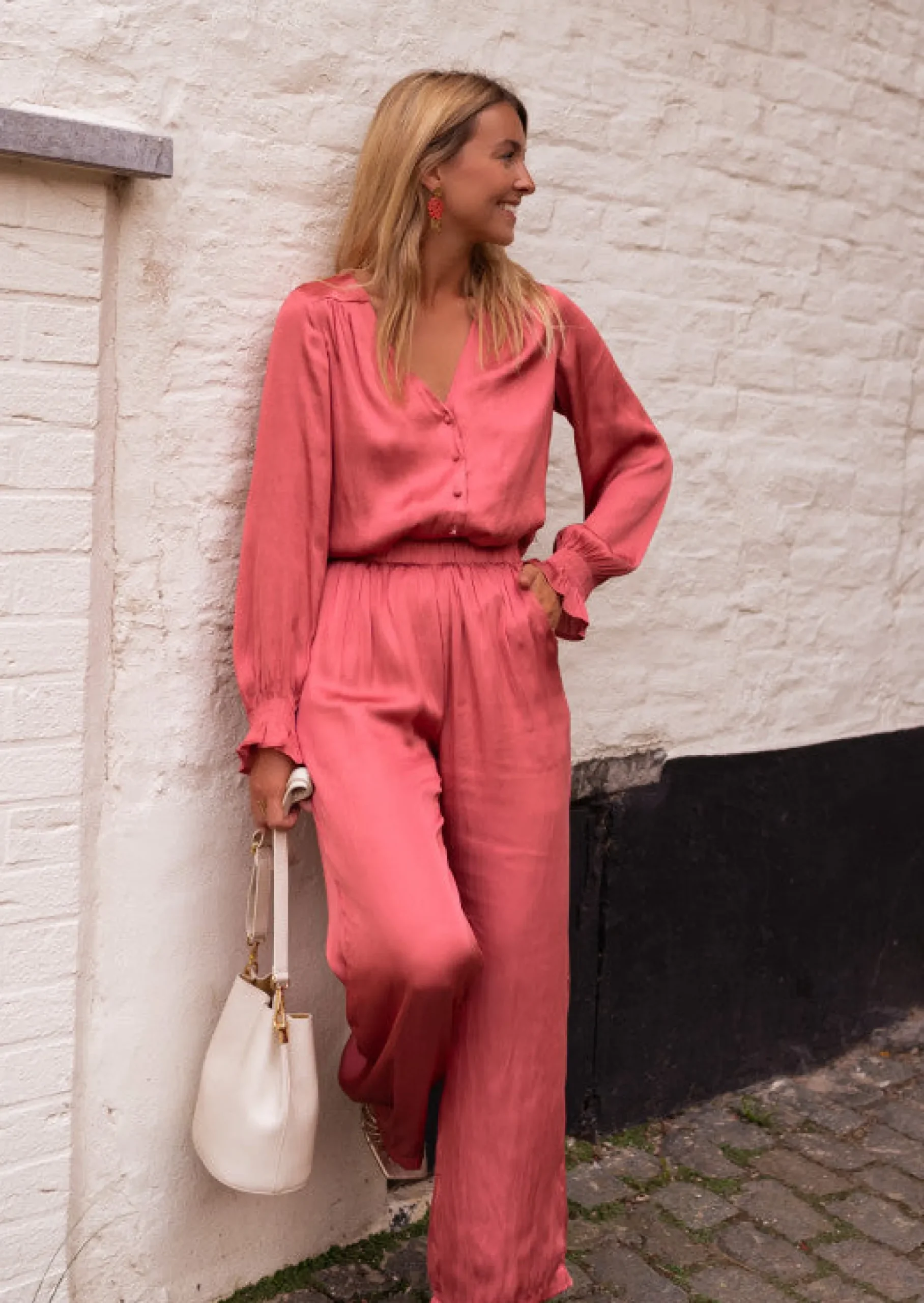 Discount Pantalon Tristan - Vieux Rose - Fluide - Effet SoieEasy Clothes Femme Pantalons