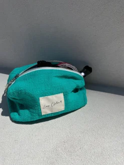 Cheap Pochette Easy Clothes CREATION - bleu émeraude en lin Sacs & Pochettes