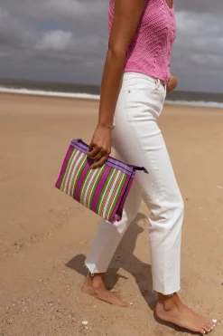 Clearance Pochette Taylor à lignes verte | Pochette lignée | Prêt-à-porter en ligne | Easy Clothes Sacs & Pochettes