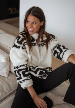 Hot Polar Gine - écru à motifs noirEasy Clothes Femme Pulls & Gilets