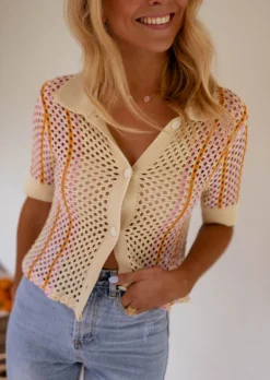 Discount Polo Lison en crochet beige | Polo coloré | Prêt-à-porter en ligne | Easy Clothes Femme Tops & T-shirts