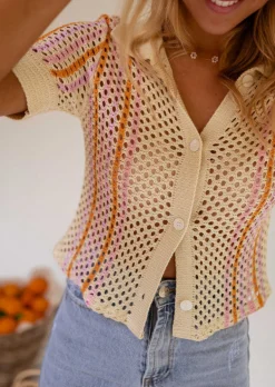 Discount Polo Lison en crochet beige | Polo coloré | Prêt-à-porter en ligne | Easy Clothes Femme Tops & T-shirts