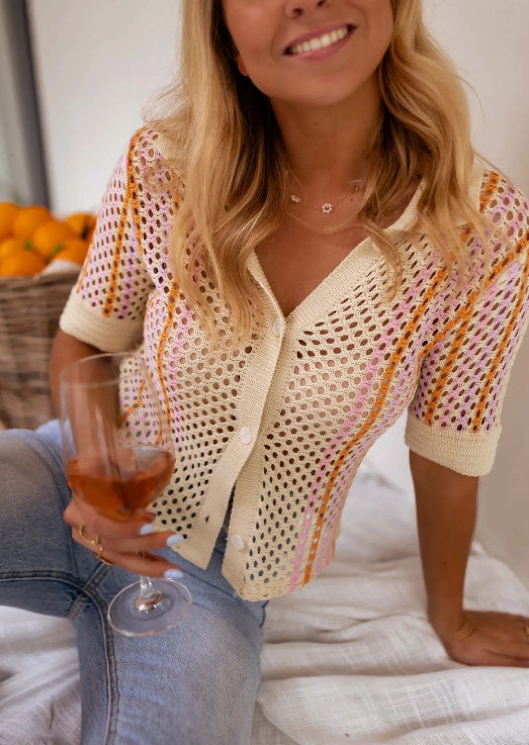 Discount Polo Lison en crochet beige | Polo coloré | Prêt-à-porter en ligne | Easy Clothes Femme Tops & T-shirts