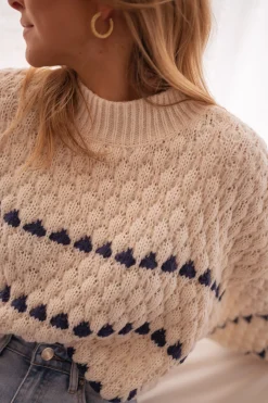 Outlet Pull - Fanchon - écru - bleuEasy Clothes Femme Pulls & Gilets