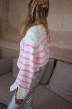 Store Pull Abba - écru et roseEasy Clothes Femme Pulls & Gilets