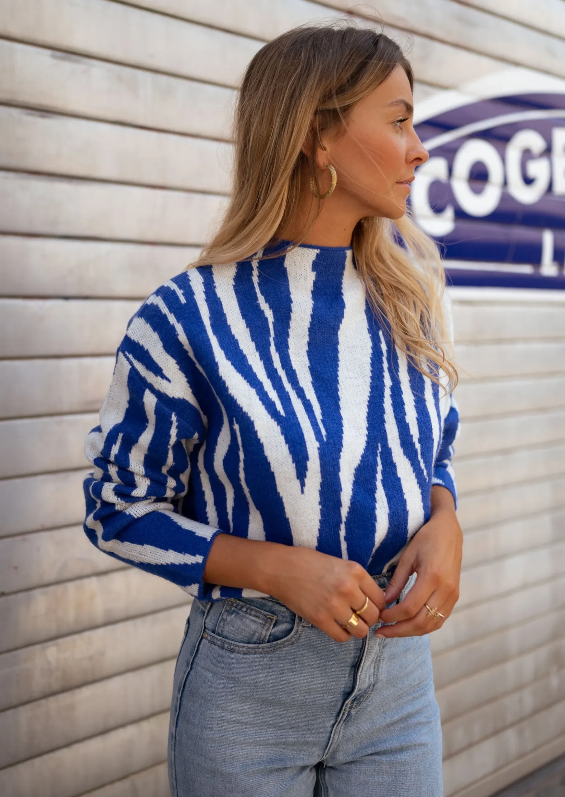 Flash Sale Pull Amine - bleu zébréEasy Clothes Femme Pulls & Gilets