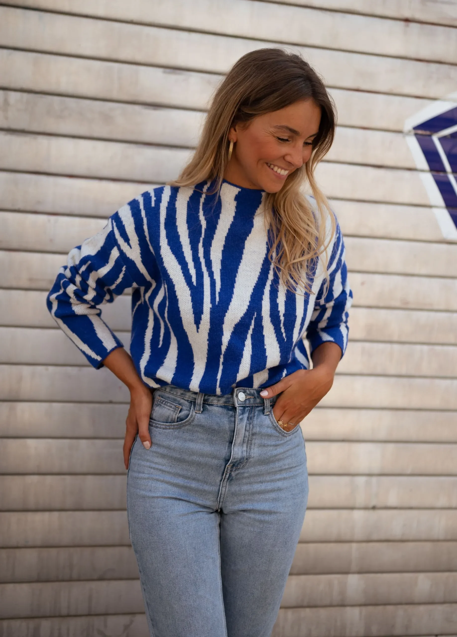 Flash Sale Pull Amine - bleu zébréEasy Clothes Femme Pulls & Gilets