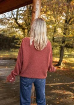 Fashion Pull Brique - Leonie - Col V - DouxEasy Clothes Femme Pulls & Gilets