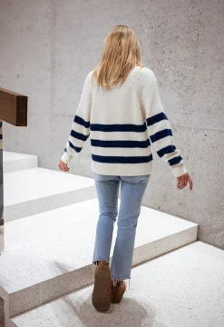 Best Sale Pull Clara - Ecru et bleu - A lignesEasy Clothes Femme Pulls & Gilets