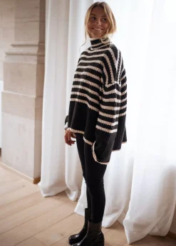 Hot Pull Genna à lignes - noir et écruEasy Clothes Femme Pulls & Gilets