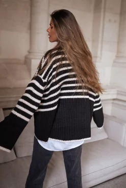 Hot Pull Genna à lignes - noir et écruEasy Clothes Femme Pulls & Gilets