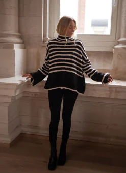 Hot Pull Genna à lignes - noir et écruEasy Clothes Femme Pulls & Gilets