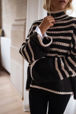 Hot Pull Genna à lignes - noir et écruEasy Clothes Femme Pulls & Gilets