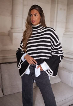 Hot Pull Genna à lignes - noir et écruEasy Clothes Femme Pulls & Gilets