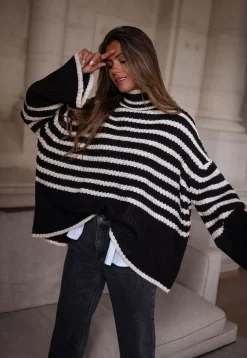 Hot Pull Genna à lignes - noir et écruEasy Clothes Femme Pulls & Gilets