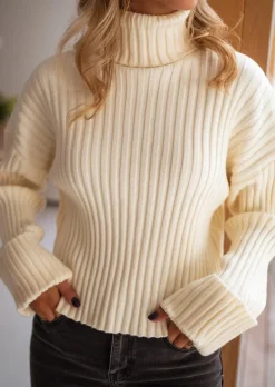 Best Pull Georgia Ecru - Col Roulé - DouxEasy Clothes Femme Pulls & Gilets