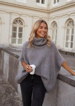 Hot Pull Herman Gris - Taille Unique - Col RouléEasy Clothes Femme Pulls & Gilets