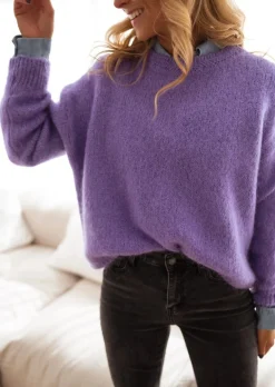 Online Pull Jacob Mauve - Made In Italy - Col RondEasy Clothes Femme Pulls & Gilets