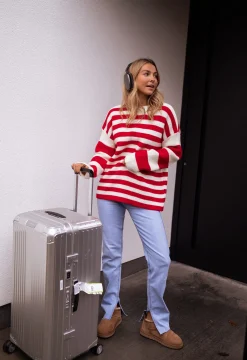 Cheap Pull Larry - Écru à lignes rougesEasy Clothes Femme Pulls & Gilets