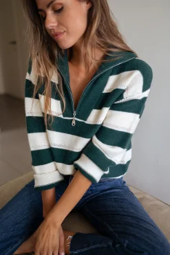 Fashion Pull Laura à lignes - vertes et écruesEasy Clothes Femme Pulls & Gilets