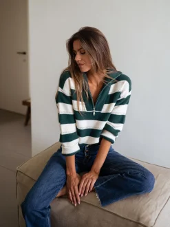 Fashion Pull Laura à lignes - vertes et écruesEasy Clothes Femme Pulls & Gilets