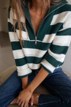 Fashion Pull Laura à lignes - vertes et écruesEasy Clothes Femme Pulls & Gilets