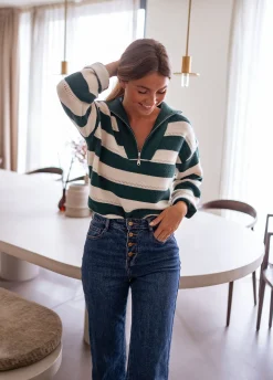 Fashion Pull Laura à lignes - vertes et écruesEasy Clothes Femme Pulls & Gilets