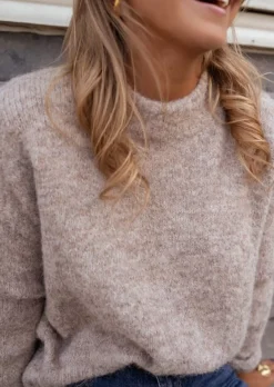 Cheap Pull Lille Taupe - Col Montant - Coupe DroiteEasy Clothes Femme Pulls & Gilets