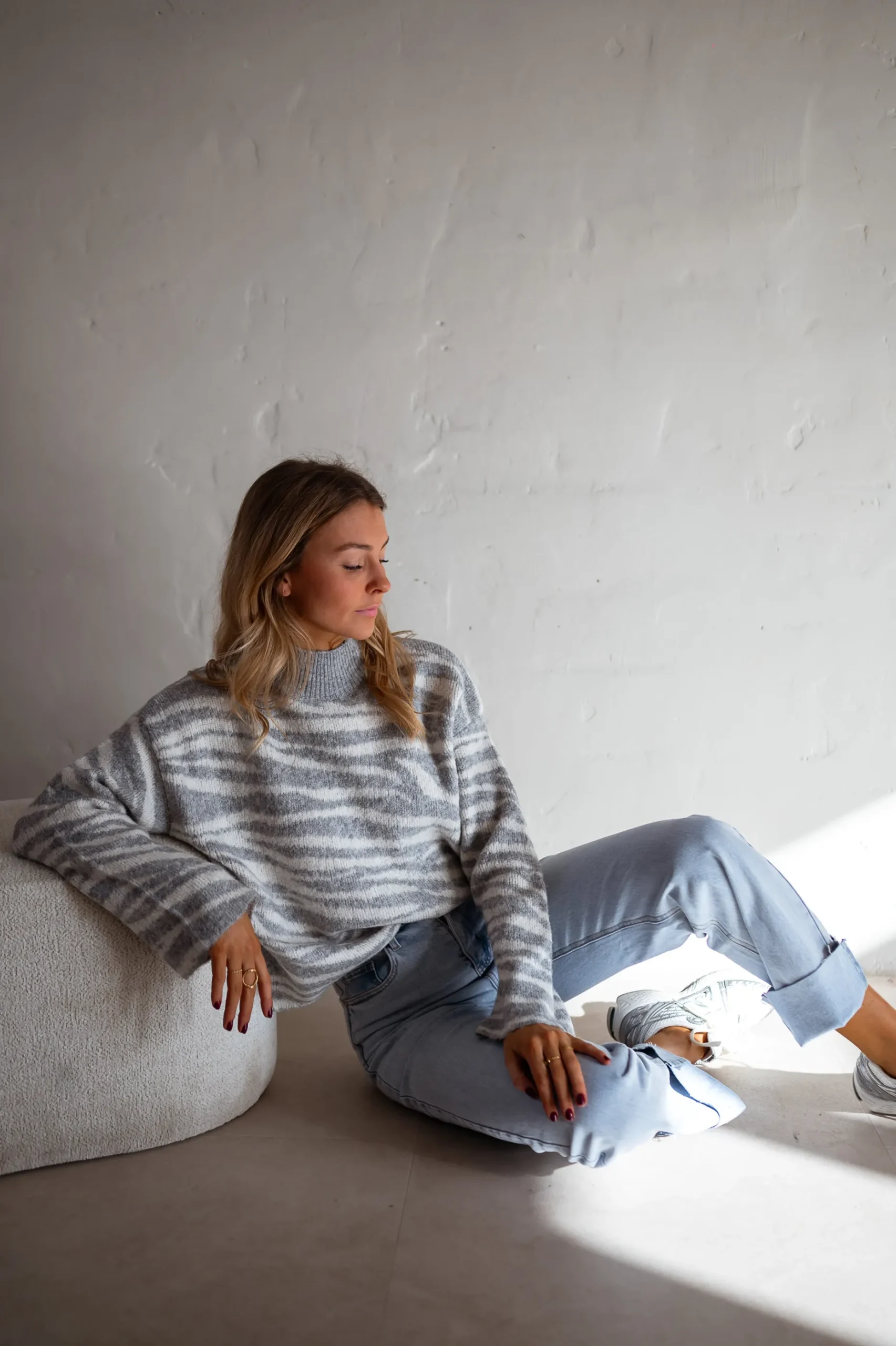 New Pull Lony - Zèbre - Écru & Gris - Vêtements FemmeEasy Clothes Femme Pulls & Gilets