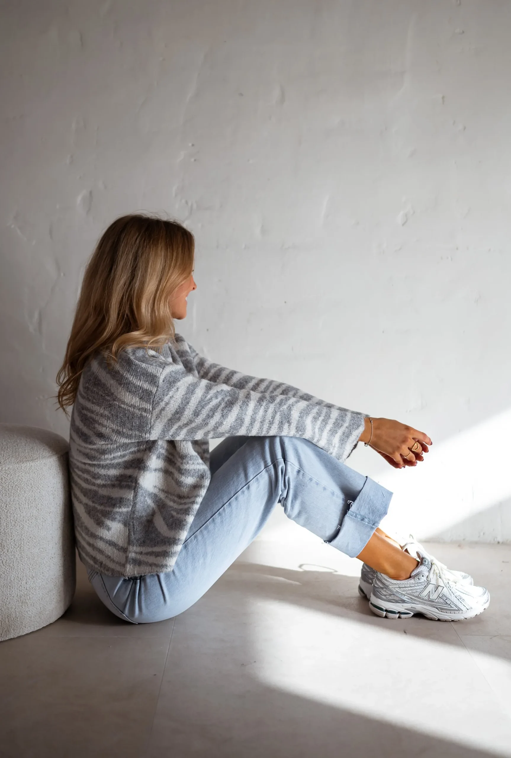 New Pull Lony - Zèbre - Écru & Gris - Vêtements FemmeEasy Clothes Femme Pulls & Gilets