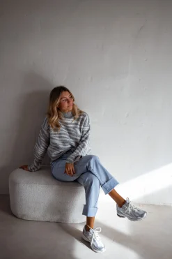 New Pull Lony - Zèbre - Écru & Gris - Vêtements FemmeEasy Clothes Femme Pulls & Gilets