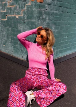 Clearance Pull Lucie rose en maille fine | Pull matière plissée | Prêt-à-porter en ligne | Easy Clothes Femme Pulls & Gilets